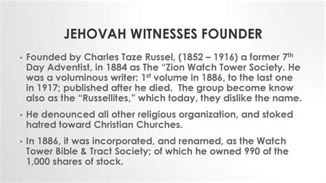 jehovah witness|jehovah witness founder.